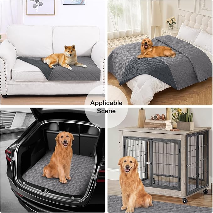 Smiry Reversible Waterproof Pet Couch Covers for Sofa | Washable Dog Couch Sofa Covers, Water Resistant Furniture Protector Slipcover, Geometric (30"x70", Grey/Dark Grey)