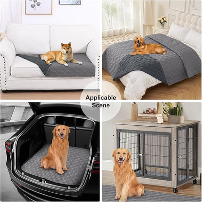 Smiry Reversible Waterproof Pet Couch Covers for Sofa | Washable Dog Couch Sofa Covers, Water Resistant Furniture Protector Slipcover, Geometric (30"x70", Grey/Dark Grey)