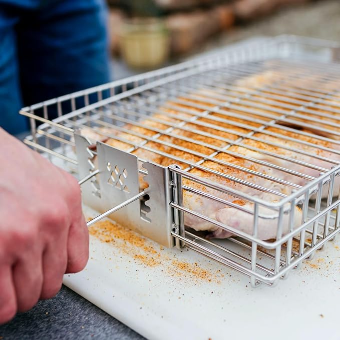 Breeo Rotisserie Flat Basket - Rotisserie Grill Accessory | For chicken, turkey, BBQ & kabobs, live fire cooking accessories