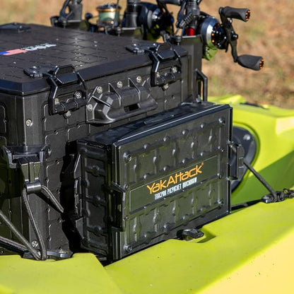 YakAttack TracPak with PicPocket QuickDraw - Black | Track Mount Storage Box with Spring-Loaded Lid | Quick Release Base & Labels Included | Vertical or Horizontal Mount | Made in USA