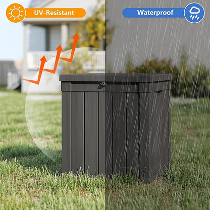 Outdoor Storage Box 50GAL Waterproof Resin Deck Box,Pool Accessories Supplies，UV-Resistant Lockable Package Delivery Bin for Garden Tools,Large Patio Outside Cushions,Chest,Furniture,Black