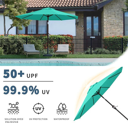 10FT Patio Umbrella, Outdoor Umbrella with Push Button Tilt and Crank, 8 Sturdy Ribs, UV Protection & Waterproof Market Umbrella for Pool, Backyard, Beach,Deck