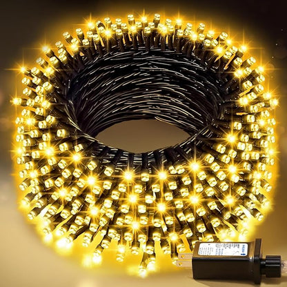 Nisocy 100FT LED String Lights Outdoor Waterproof – Warm White Fairy Lights with Plug, Connectable Christmas Tree Lights for Patio, Garden, Bedroom, Wedding, Party, Decor