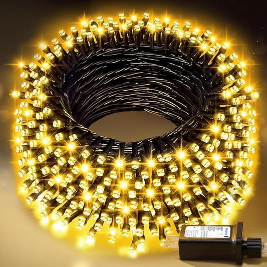 Nisocy 100FT LED String Lights Outdoor Waterproof – Warm White Fairy Lights with Plug, Connectable Christmas Tree Lights for Patio, Garden, Bedroom, Wedding, Party, Decor