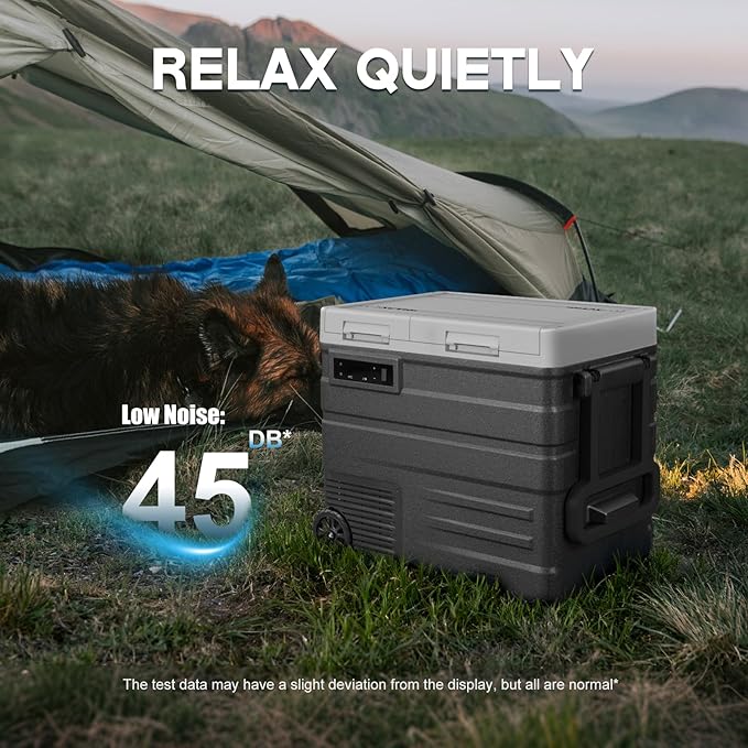UD55 12V Car Refrigerator,Dual Zone Car Fridge with Wheels,52QT(49.1L) Electric Cooler Portable Freezer,12 Volt Refrigerator -4℉~68℉,12/24V DC 100-240V AC for Camping, Travel, Truck, RV