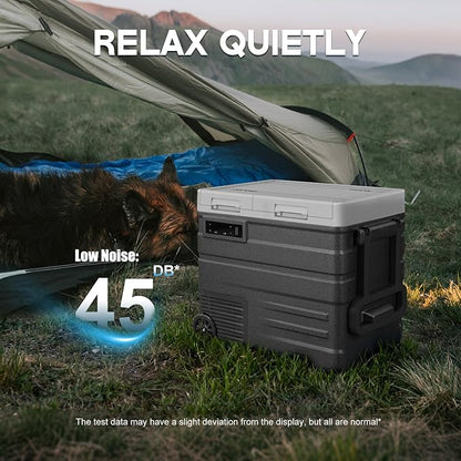 UD55 12V Car Refrigerator,Dual Zone Car Fridge with Wheels,52QT(49.1L) Electric Cooler Portable Freezer,12 Volt Refrigerator -4℉~68℉,12/24V DC 100-240V AC for Camping, Travel, Truck, RV