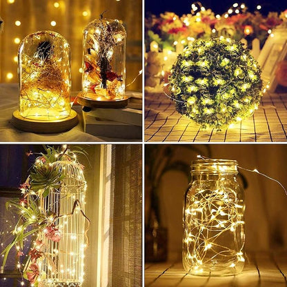 4 Pack Solar Powered Copper Wire String Lights Outdoor, Total 400LED Waterproof 8 Modes Fairy Lights for Garden, Patio, Party, Yard, Christmas (Warm White)