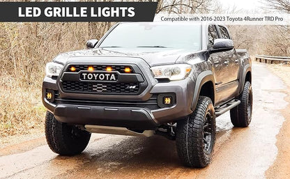 Grille Lights with Fuse for Toyota Tacoma TRD PRO Front Grille 2016 2017 2018 2019 2020 2021 2022 2023 (4PCS, Amber Yellow)