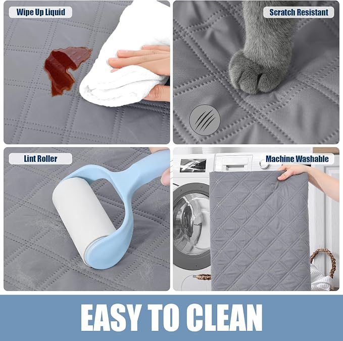 Smiry Waterproof Reversible Pet Couch Covers for Dogs | Pet Friendly, Soft Fabric, Washable Sofa Furniture Protector for Dogs Cat Kids, Checkered (30"x53", Grey/Light Grey)