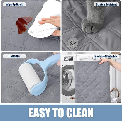 Smiry Waterproof Reversible Pet Couch Covers for Dogs | Pet Friendly, Soft Fabric, Washable Sofa Furniture Protector for Dogs Cat Kids, Checkered (30"x53", Grey/Dark Grey)