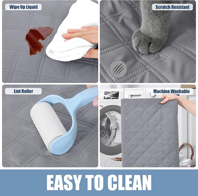 Smiry Waterproof Reversible Pet Couch Covers for Dogs | Pet Friendly, Soft Fabric, Washable Sofa Furniture Protector for Dogs Cat Kids, Checkered (30"x70", Grey/Light Grey)