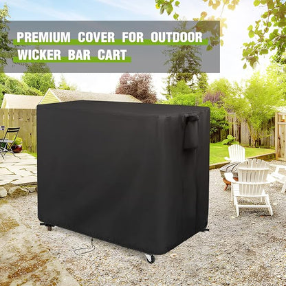 Outdoor Bar Cart Cover for TomCare Grill Table/ Serving Wicker Bar Table | 44x19x36,Waterproof Dustproof Heavy Duty Oxford Fabric,for Best Choice Product Patio Wicker Bar Cart,for TomCare Grill Table