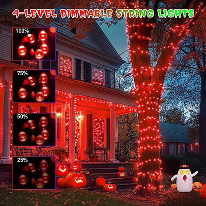 JMEXSUSS 173ft 500 LED Red and Green Color Changing Halloween Lights | Remote Control Halloween String Lights, 11 Modes Christmas Tree Lights Plug in for Indoor Party Halloween Christmas Decor