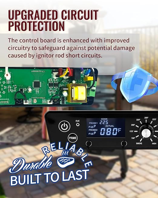 Digital Trapezoid Grill Controller Kit Compatible with Pit Boss Vertical Pellet Smoker Copperhead 3/4/5/7-Series (PBV3P1/PBV4PS1/PBV5P1/PBV7P1) & 5-Series Copper-Walmart PBV5PW1, Includes Hot Rod