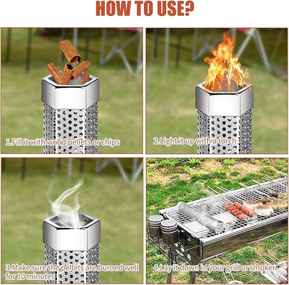 Pellet Smoker Tube,304 Premium Stainless Steel Smoke Tube,12'' Smoker Tube for Pellet Grill and Smoker with Brush -Hot or Cold Smoking Accessories