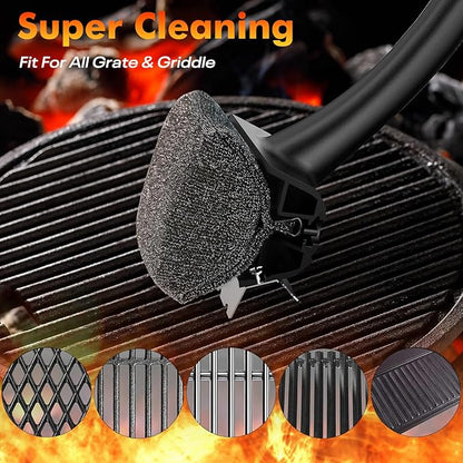 BBQ Grill Brush Bristle Free - Grill Cleaner Brush with Replaceable Heads for Cast Iron/Stainless Steel Porcelain/Gas/Charcoal Grates, Safe Grill Brush for Outdoor Grill, Grill Scraper Cleaning Brush