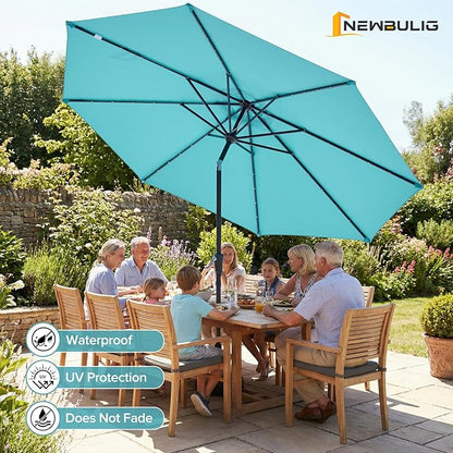 NEWBULIG 10FT Patio Umbrella, Offset Cantilever Outdoor Patio Table Umbrella, UV Protection, Fade Resistant Fabric, Easy Tilt Adjustment for Deck, Pool, Backyard, Garden