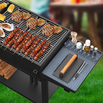 Silicone Griddle Tools Mat for Blackstone, Heat Resistant Spatula Mat, BBQ Grill Tool Rest,Cooking, Silicone Grill Pad,Grey, 1 Pack