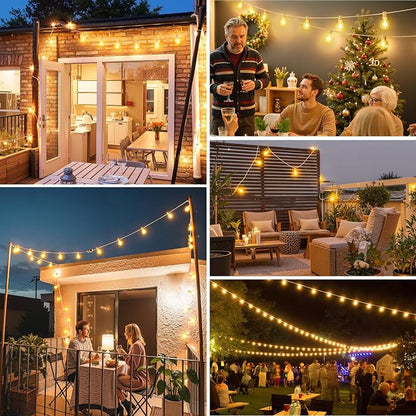 Mlambert 25FT Solar Powered String Lights Outdoor, Waterproof Solar Patio Light String with 10+1 Shatterproof LED G40 Bulbs for Backyard Garden-White