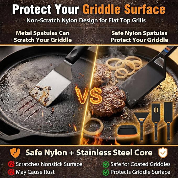 Utheer Griddle Combo Set, Cast Aluminum Flat Top Griddle with 16.3" x 13" Ceramic Nonstick Stove Top Griddle and Large Grill Griddle, Fast Heating Indoor Outdoor Griddle for Gas Grill, BBQ and Camping