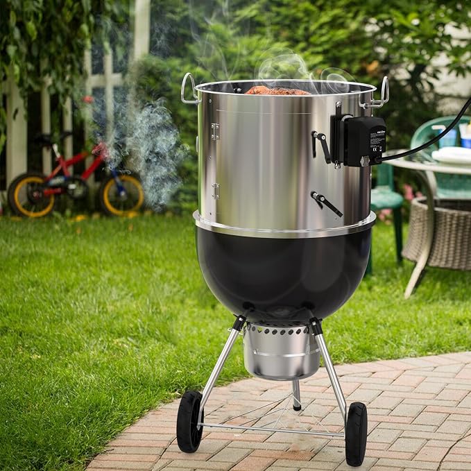 onlyfire Stainless Steel Grill Rotisserrie Kit for Weber 18-inch WSM Cooker | Grilling Accessories for Outdoor Cooking