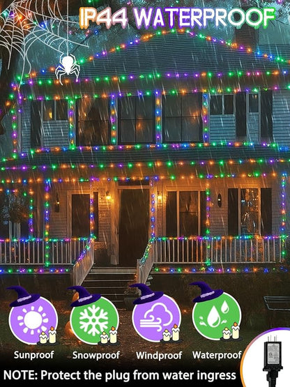 600 LED Smart Color Changing Fall String Lights APP & Remote for Halloween | 197 FT Halloween Twinkle Lights IP44 Waterproof, Timer, Music Sync, Multiple Colors & Modes Outdoor Christmas Fall Decoration