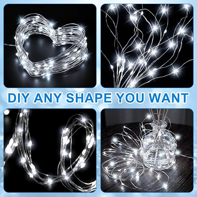 12 Pack Solar Waterfall Fairy Bunch Lights Outdoor Waterproof 9 Strand 180LEDs 8 Modes Watering Can Light (No Can) Firefly Bunch Lights for Patio Yard Garden Decorations(Cool White)