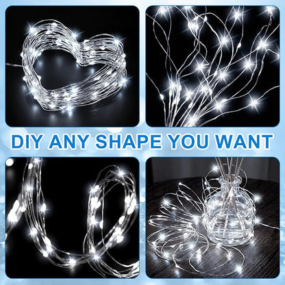 12 Pack Solar Waterfall Fairy Bunch Lights Outdoor Waterproof 9 Strand 180LEDs 8 Modes Watering Can Light (No Can) Firefly Bunch Lights for Patio Yard Garden Decorations(Cool White)