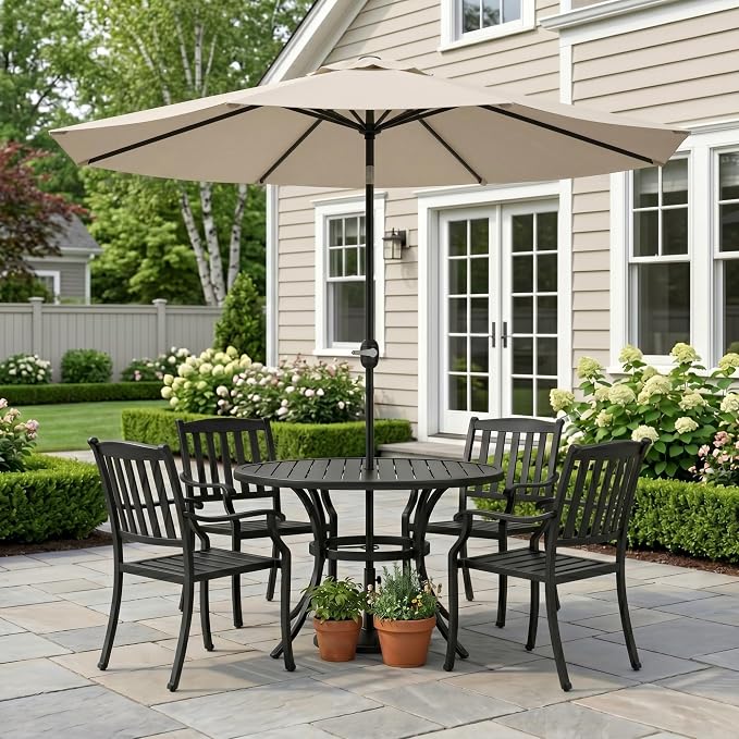 Greesum 9FT Outdoor Patio Umbrella, Table Umbrella for Yard, Market, Heavy-Duty Waterproof Pool Umbrella with 8 Sturdy Ribs, UV Protection for Beach, Deck, Garden, Backyard