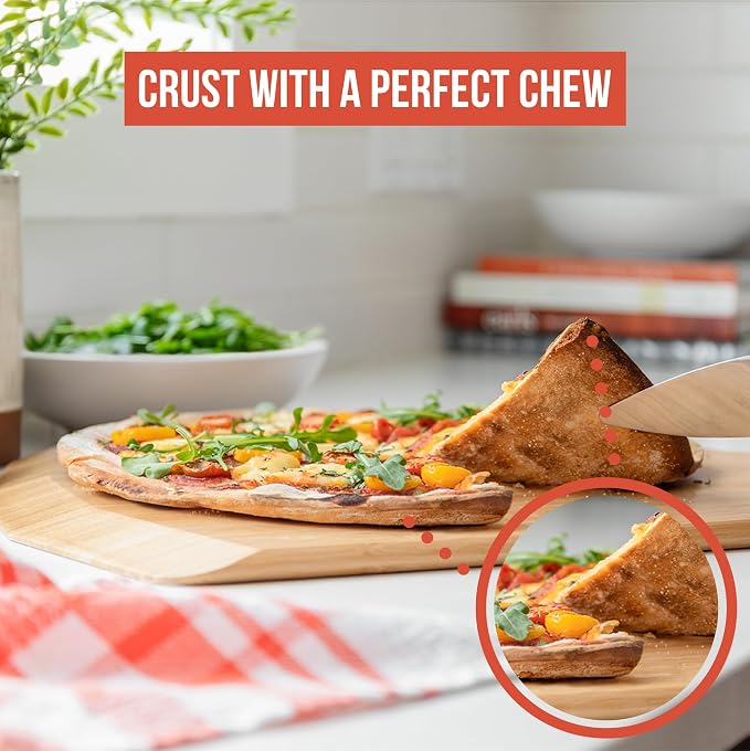 Chef Pomodoro 16 Inch Pizza Steel for Oven, Seasoned Baking Steel for Oven | Steel Pizza Stone Bakes Crispy Pizza & Sourdough Bread, Pre-Seasoned Metal Pizza Stone, Finger Hole for Easy Lifting and Use
