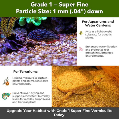 Organic Superfine Vermiculite for Indoor Gardening Plants and Mushrooms – Enhances Soil Aeration, Seed Germination, Rooting Cuttings – Small Packages and Bulk (Vermiculite Grade 1 - Superfine, 1 qt)