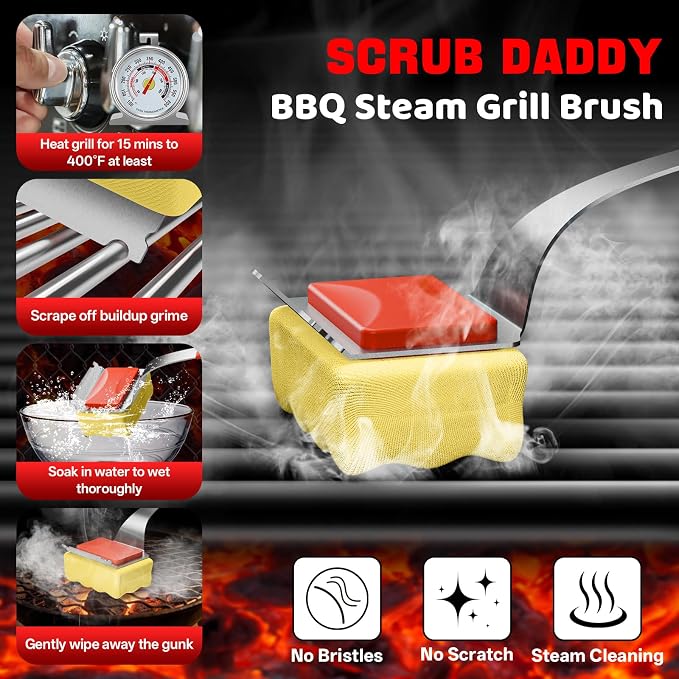 Safe Grill Brush Replaement Head, Steam Cleaning Grill Cleaner Brush Replaceable Head, Bristle Free Grill Brush for Outdoor, BBQ Detachable & Dishwash No Wire
