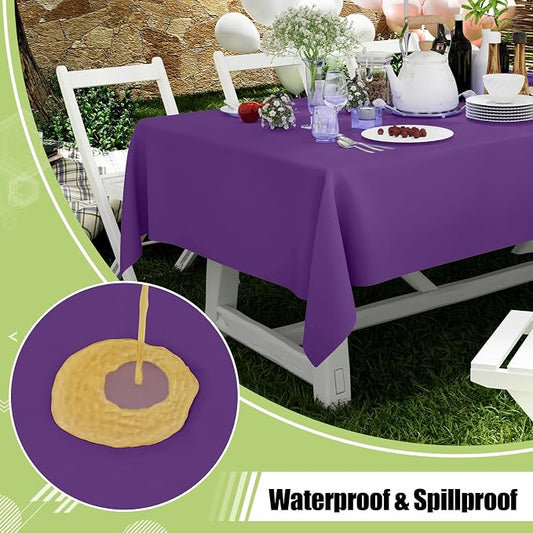 Smiry Disposable Table Cloth 3 Pack, 84 Inch Round Waterproof Plastic Tablecloth, Decorative Round Table Covers for Party, Birthday, Picnic, Purple