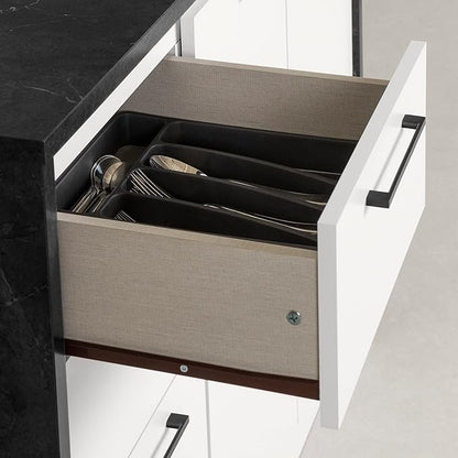 South Shore Myro Kitchen Island Faux Black Stone and White, Contemporary