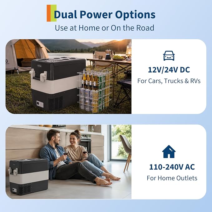 Garvee 12V Portable Car Refrigerator, 52QT Portable Freezer for Camping | with -4℉ to 50℉ Adjustable Temperature, 12/24V DC & 110-240V AC Compressor Fridge, Fast Cooling for Travel, Truck