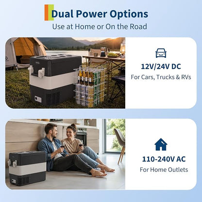 Garvee 12V Portable Car Refrigerator, 52QT Portable Freezer for Camping | with -4℉ to 50℉ Adjustable Temperature, 12/24V DC & 110-240V AC Compressor Fridge, Fast Cooling for Travel, Truck