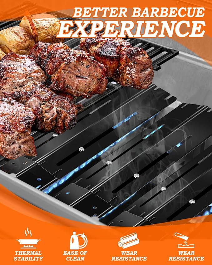 13.5-25 Inch Universal Adjustable Grill Heat Plates Shields, Heat Tents, Burner Covers Guard, Heat Deflector Diffuser, Flame Tamer for Charbroil Chargriller Brinkmann Grill,3 Pack