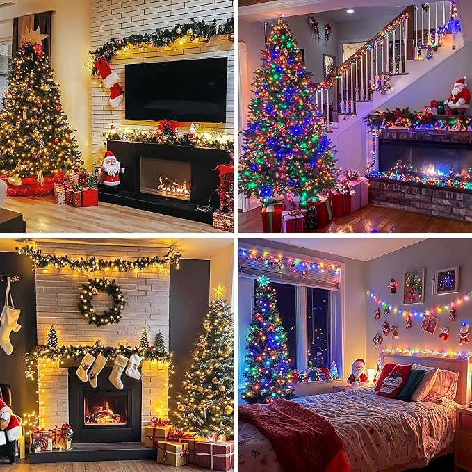 JMEXSUSS 500 LED Color Changing Christmas Lights Outdoor with Remote | 173ft Warm White & Multicolor String Lights, Waterproof Christmas Tree Lights Plug in for Party Christmas Indoor Decor