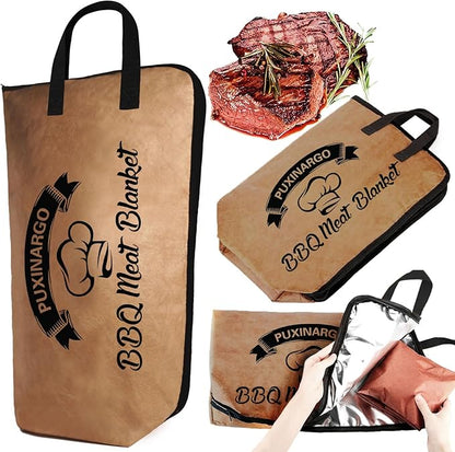 BBQ Blanket for Resting Meat, Puxinargo Brisket Blanket Meat Resting Bag for Smoking, Grilling Meat Insulated Resting Bag with Wide Mouth & Reinforced Handles for Large Brisket/Turkey, Extra Large 26"