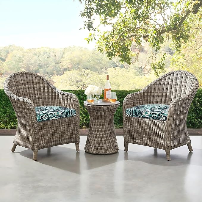 downluxe Outdoor Chair Cushions Set of 4 for Patio Furniture, Water-Resistant Patio Chair Cushions with Ties, High Density Foam Outdoor Seat Cushion, 17" X 16" X 2", Green Paramecium