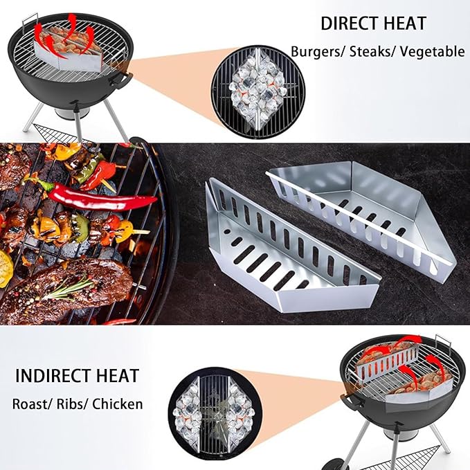Originals Charcoal Basket Stainless Steel Char Holder, Compatible with Weber Grilling Accessories Charcoal Container Contoured Carbon Briquet Grilling Baskets(2 Pieces), silver