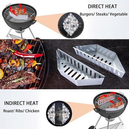 Originals Charcoal Basket Stainless Steel Char Holder, Compatible with Weber Grilling Accessories Charcoal Container Contoured Carbon Briquet Grilling Baskets(2 Pieces), silver