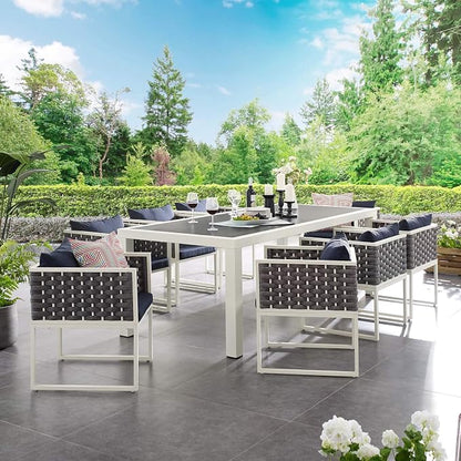 Modway Stance Outdoor Patio Woven Rope 9-Piece Dining Furniture Set