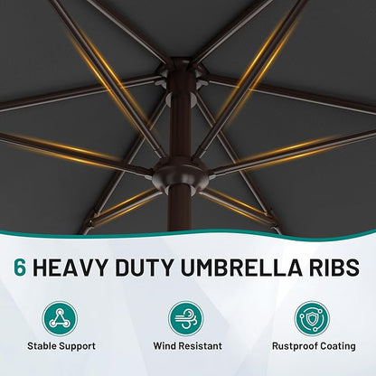 AreShark 7.5FT Patio Umbrella Table Market Umbrella w/Tilt and Crank, Heavy-Duty Outdoor Umbrellas for Pool, Deck, Garden and Backyard, Gray