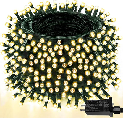 264 FT 800 LED Super Long Christmas Lights String Indoor Outdoor Warm White | Timer and Memory Function, 8 Modes Green Wire Twinkle Lights for Xmas Tree Fence Pillar Bedroom Garden Holiday Party Decor