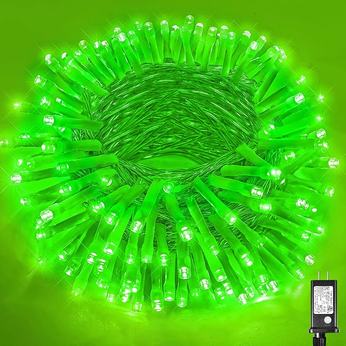 Vivideal 200 LED String Lights Indoor 66FT Green Christmas Lights Outdoor | Connectable Twinkle Fairy Lights Plug in 8 Modes Clear Wire for Classroom Xmas Tree Decorations
