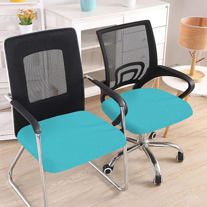 Smiry Office Computer Chair Seat Covers for Desk, Anti-dust Protector | Stretch Jacquard Removable Washable Desk Chair Seat Cushion Protectors, Aqua