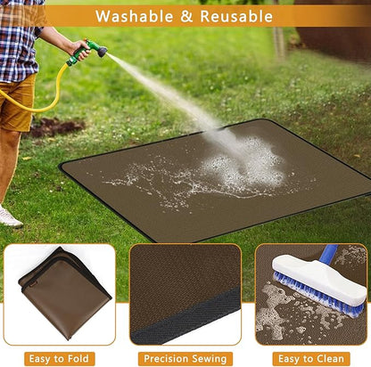 Anze Under Grill Mat for Outdoor Grill, 24x42 Inch Anti-Slip BBQ Floor Mats, Easy to Clean Reusable Fireproof Grill Pad, Oil-Proof Waterproof Protector for Indoor Fireplace Pit Mat Brown