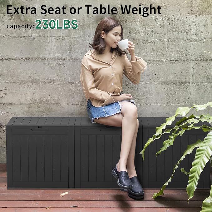 Resin Deck Box Waterproof Outdoor Storage Box for Patio Furniture,Garden Tools,Cushions, Easy to Install