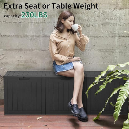 Resin Deck Box Waterproof Outdoor Storage Box for Patio Furniture,Garden Tools,Cushions, Easy to Install